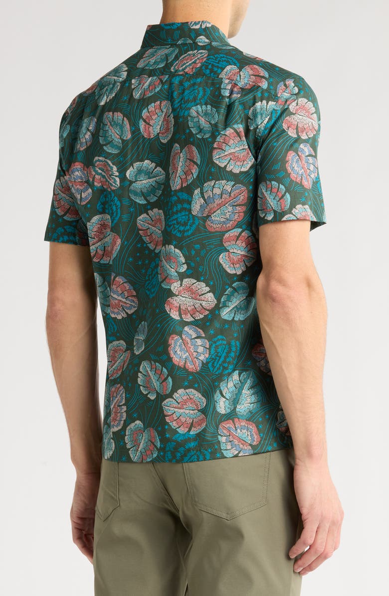 Tori Richard Monstellar Short Sleeve Cotton Button-Up Shirt, Alternate, color, Green