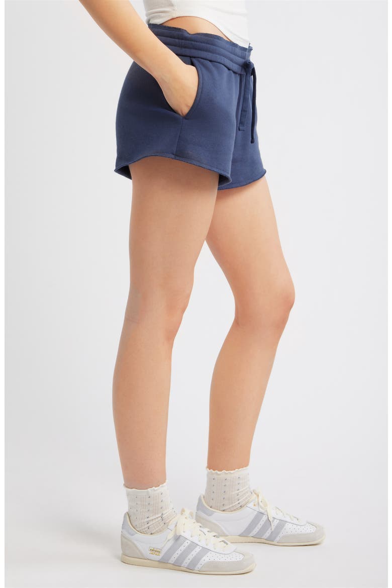 Foldover Fleece Mini Sweat Shorts, Alternate, color, NAVY INDIGO