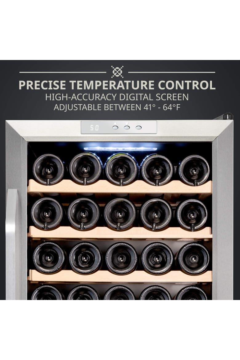 34 Bottle Compressor Wine Refrigerator, Freestanding Wine Cooler with Lock, Alternate, color, Silver