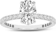 LuvMyJewelry Eliana 14K White Gold Oval Lab Grown Diamond Hidden Halo Engagement Ring - 2 Ct