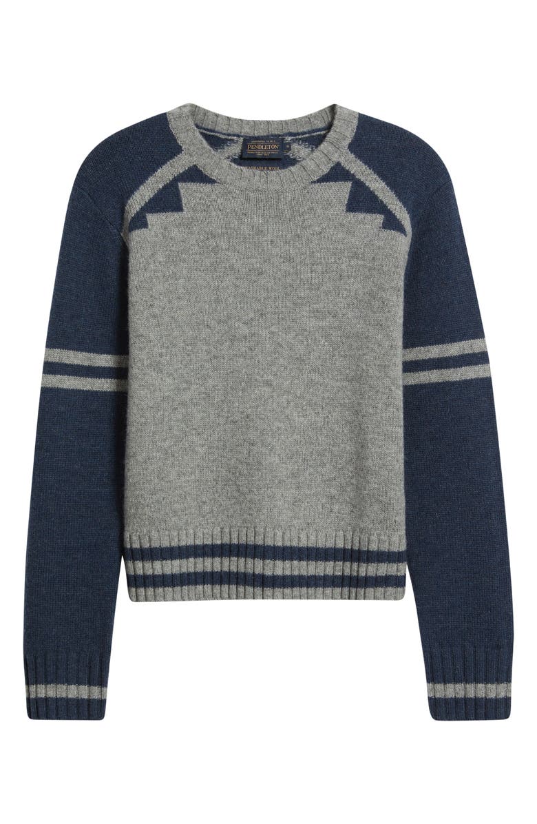 Pendleton Graphic Shetland Wool Sweater, Alternate, color, Grey/ Blue Heather