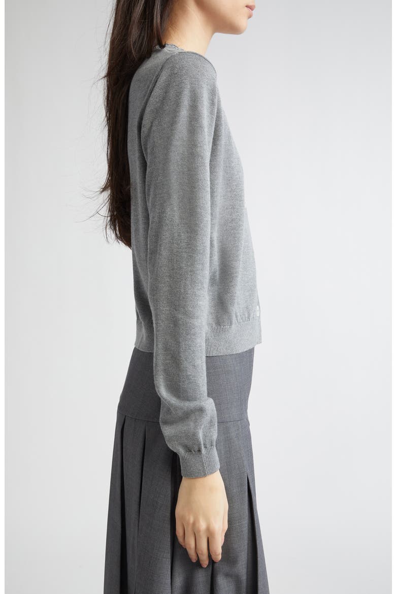 Logo Stitch Silk & Cashmere Cardigan, Alternate, color, GREY