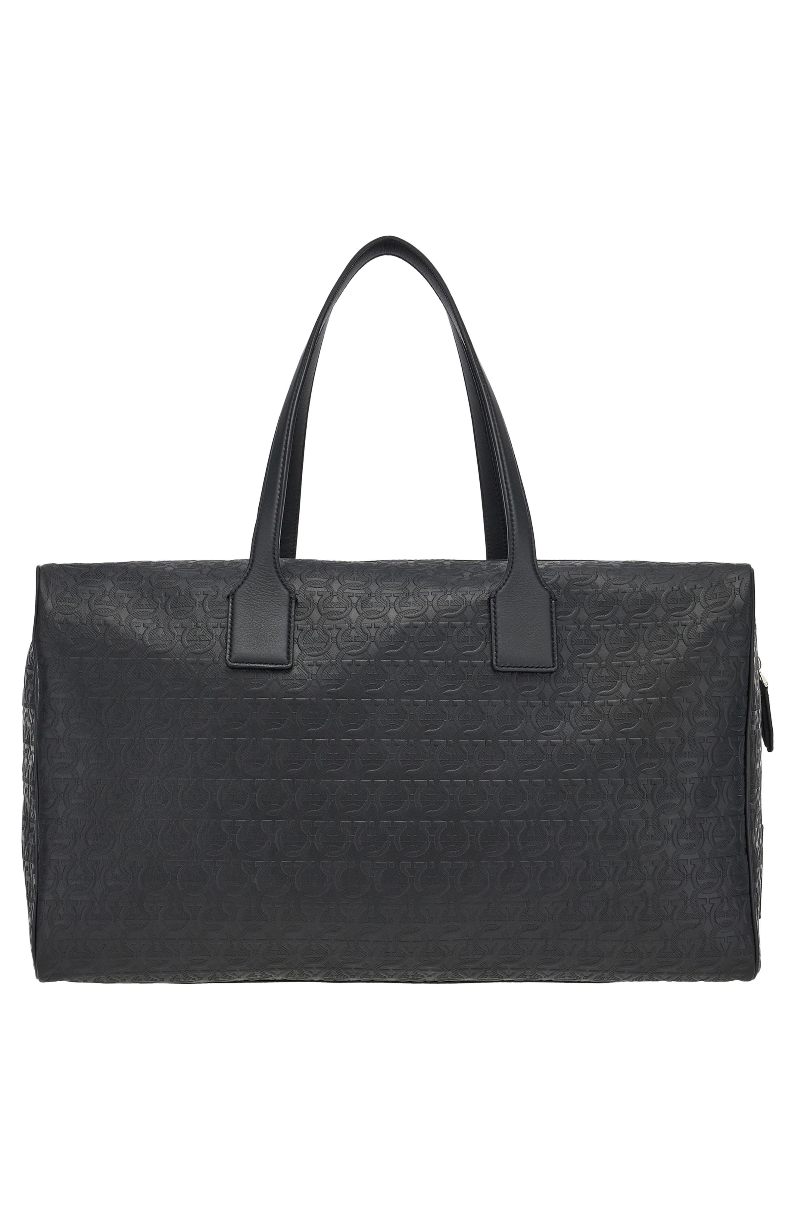 FERRAGAMO Travel Logo Embossed Leather Duffle Bag, Alternate, color, 