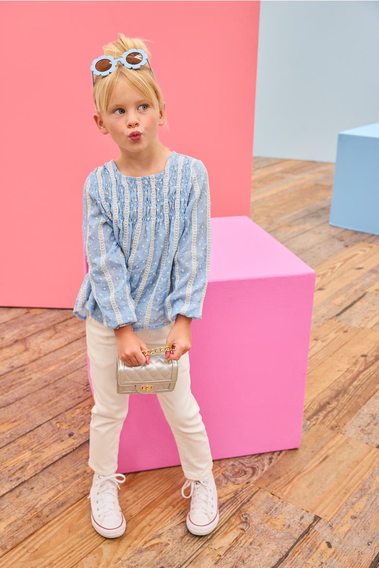 Kids' Ruched Anita Top, Alternate, color, Sky Dobby Stripe