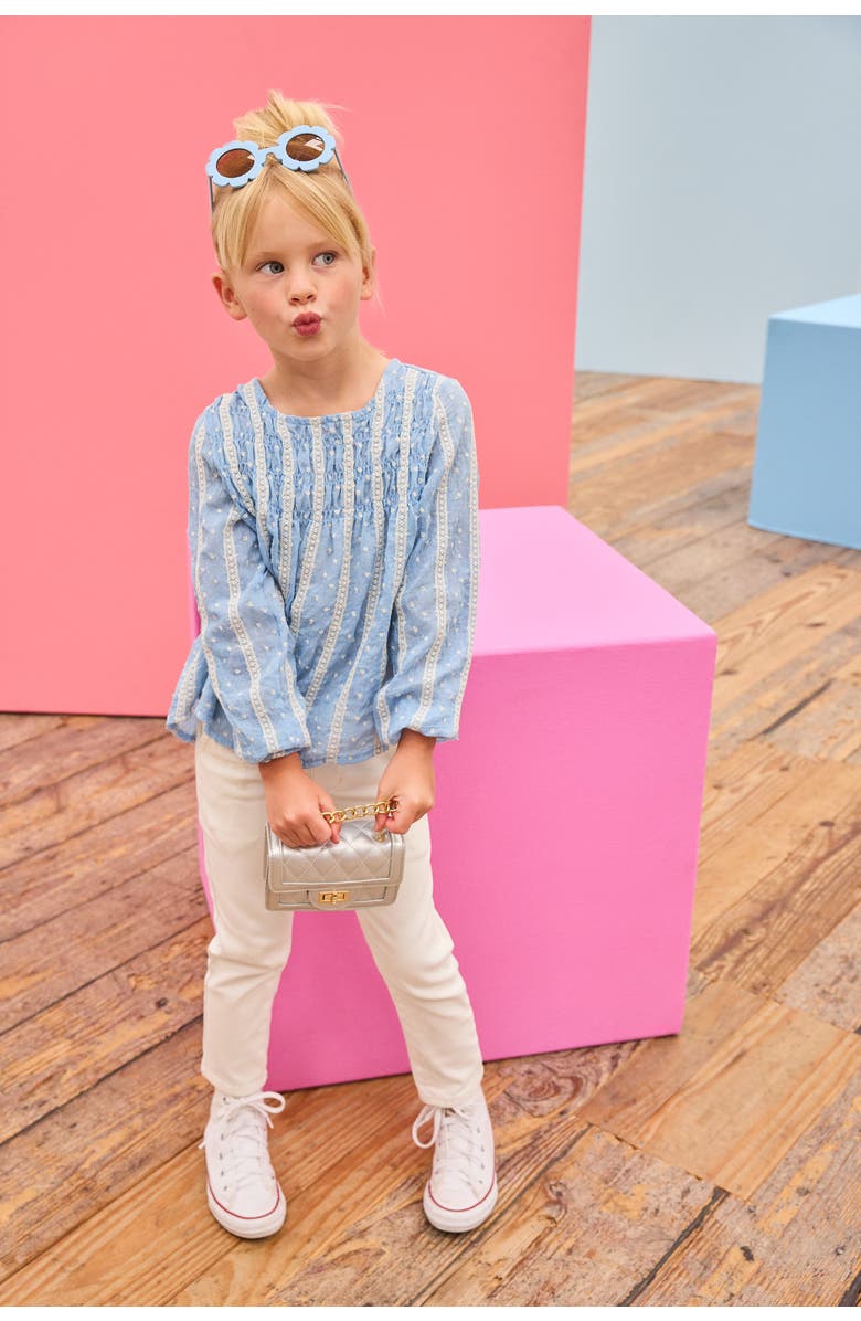 BISBY Kids' Ruched Anita Top, Alternate, color, Sky Dobby Stripe