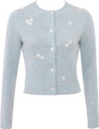 HOUSE OF CB Atheia Flower Embroidered Wool Blend Cardigan
