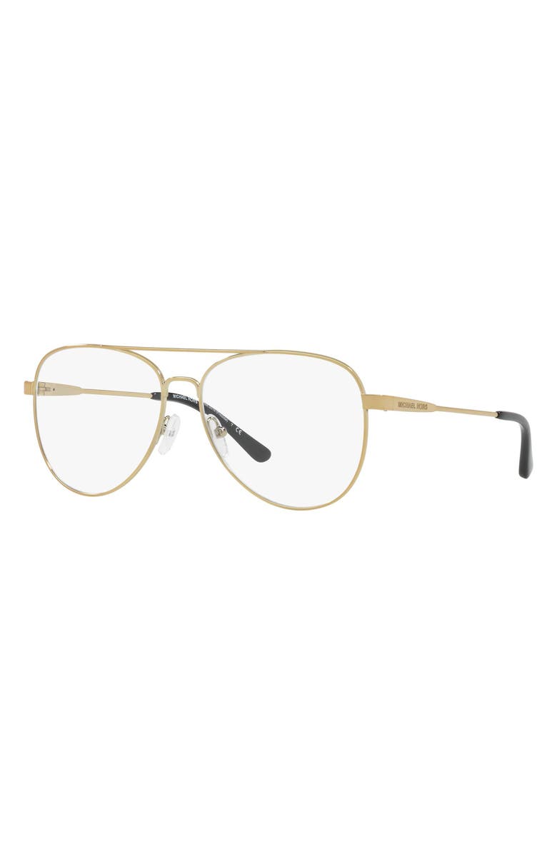 Michael Kors 56mm Aviator Optical Glasses, Alternate, color, Pale Gold