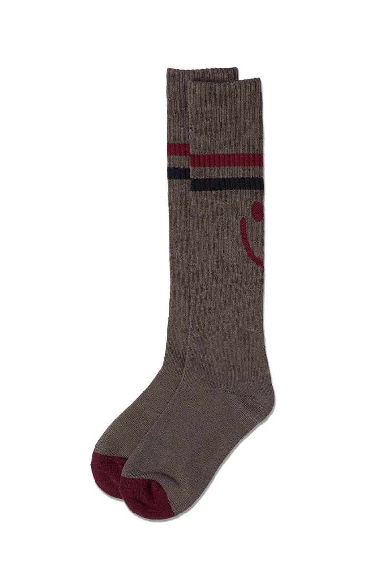MeMoi Smile Stripe Knee High Sock, Alternate, color, Gray