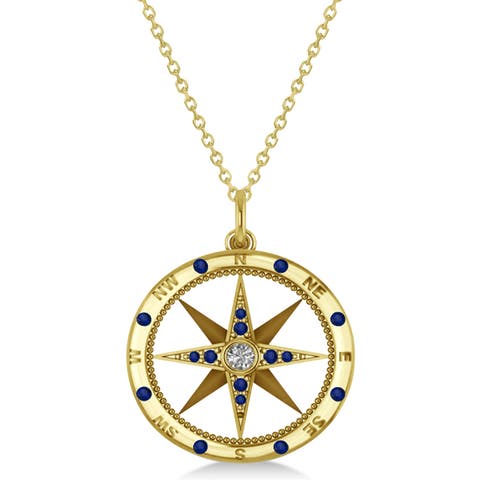 Compass Necklace Pendant Diamond Accented 14k (0.19ct)