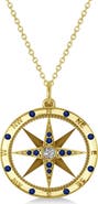 ALLUREZ Compass Necklace Pendant Diamond Accented 14k