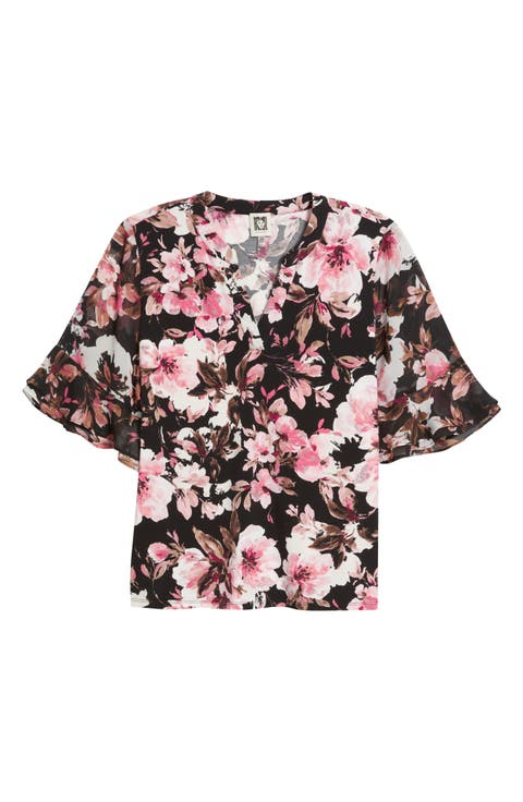 Ruffle Sleeve Top (Petite)