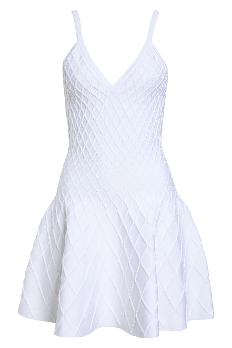 Diamond Jacquard Mini Sweater Dress, Alternate, color, 0FA WHITE