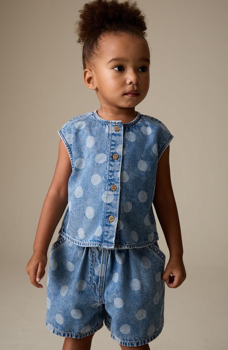 NEXT Kids' Polka Dot Tank & Denim Shorts Set, Alternate, color, Blue