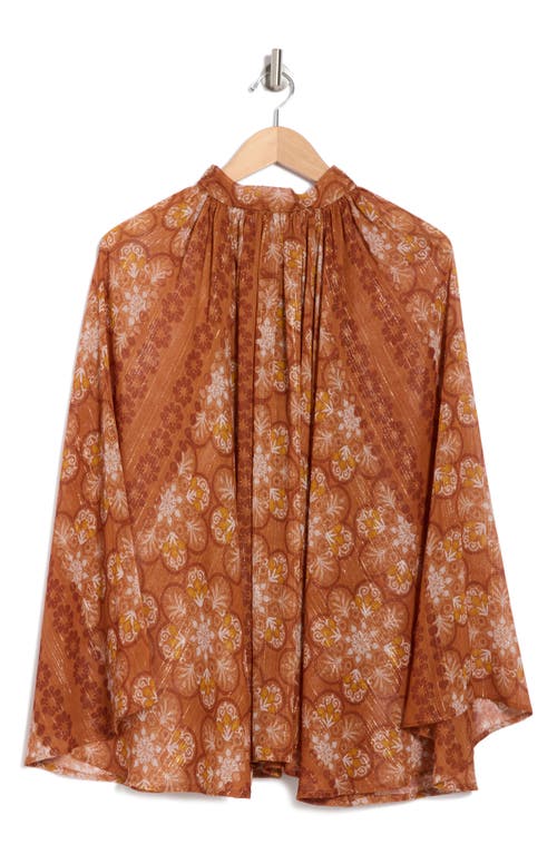Renee C Sheer Bell Sleeve Top In Rust