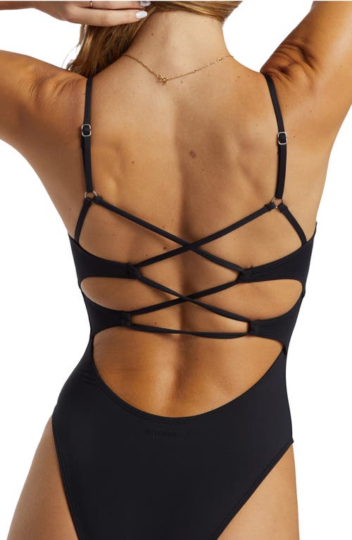 Billabong Sol Searcher Strappy One-piece Swimsuit In Black Pebble