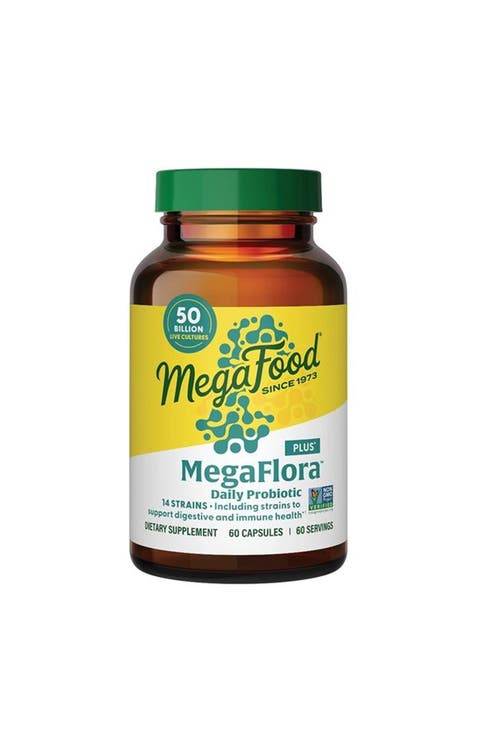 MegaFlora Daily Probiotic Plus, 50 Billion CFU, Vegetarian, 60 Capsules