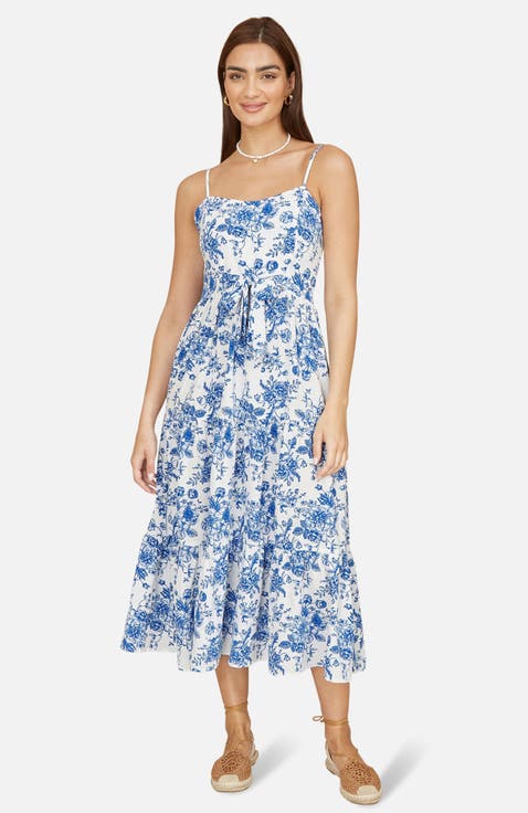 Floral Strappy Tie Front Midi Dress