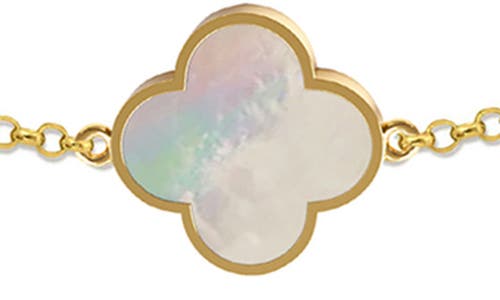 Gabi Rielle Clover Station Chain Bracelet In Gold/pearl