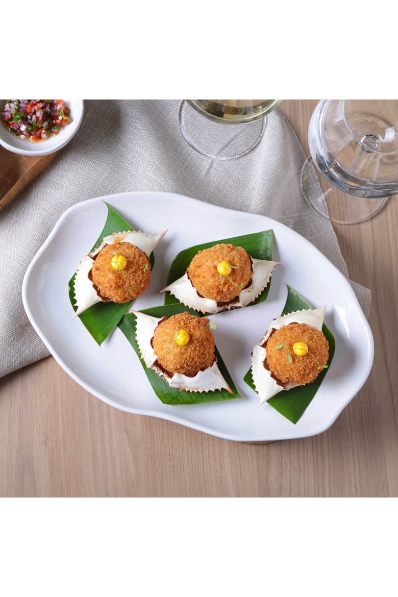 Shallow Bio Oval Platter Medium Set of 4, Alternate, color, New White