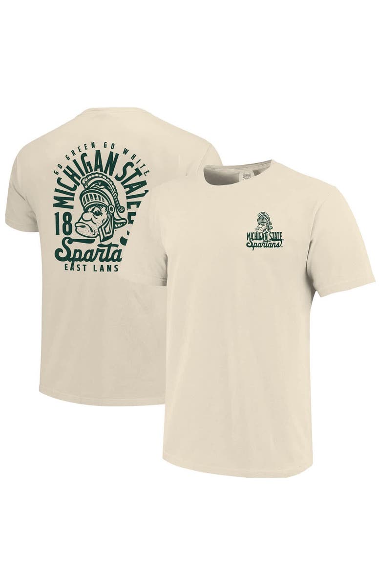 IMAGE ONE Men's Cream Michigan State Spartans Comfort Colors Mascot Overlay T-Shirt, Main, color, Cream