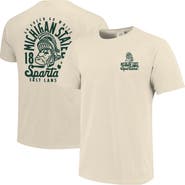 IMAGE ONE Men's Cream Michigan State Spartans Comfort Colors Mascot Overlay T-Shirt