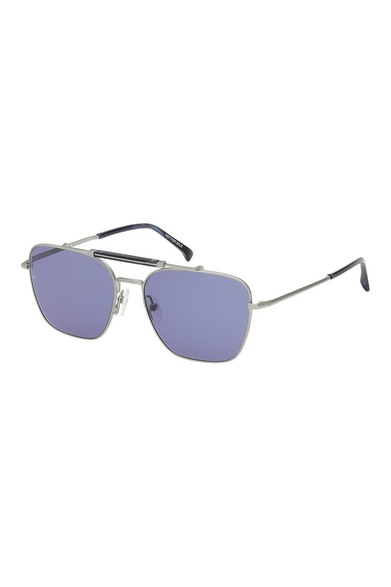 56mm Navigator Sunglasses, Alternate, color, SILVER / NAVY HORN / BLUE