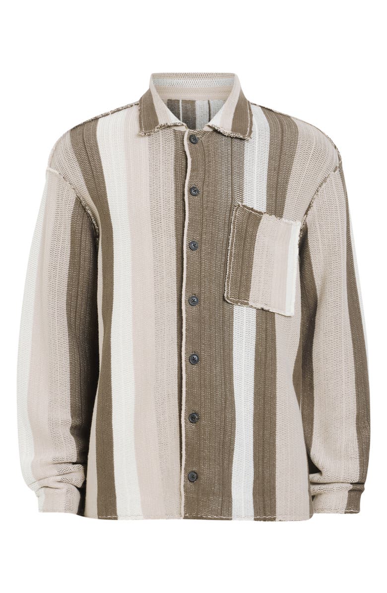 AllSaints Truck Stripe Knit Shirt Jacket, Alternate, color, Plaster Taupe