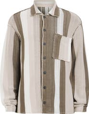 AllSaints Truck Stripe Knit Shirt Jacket