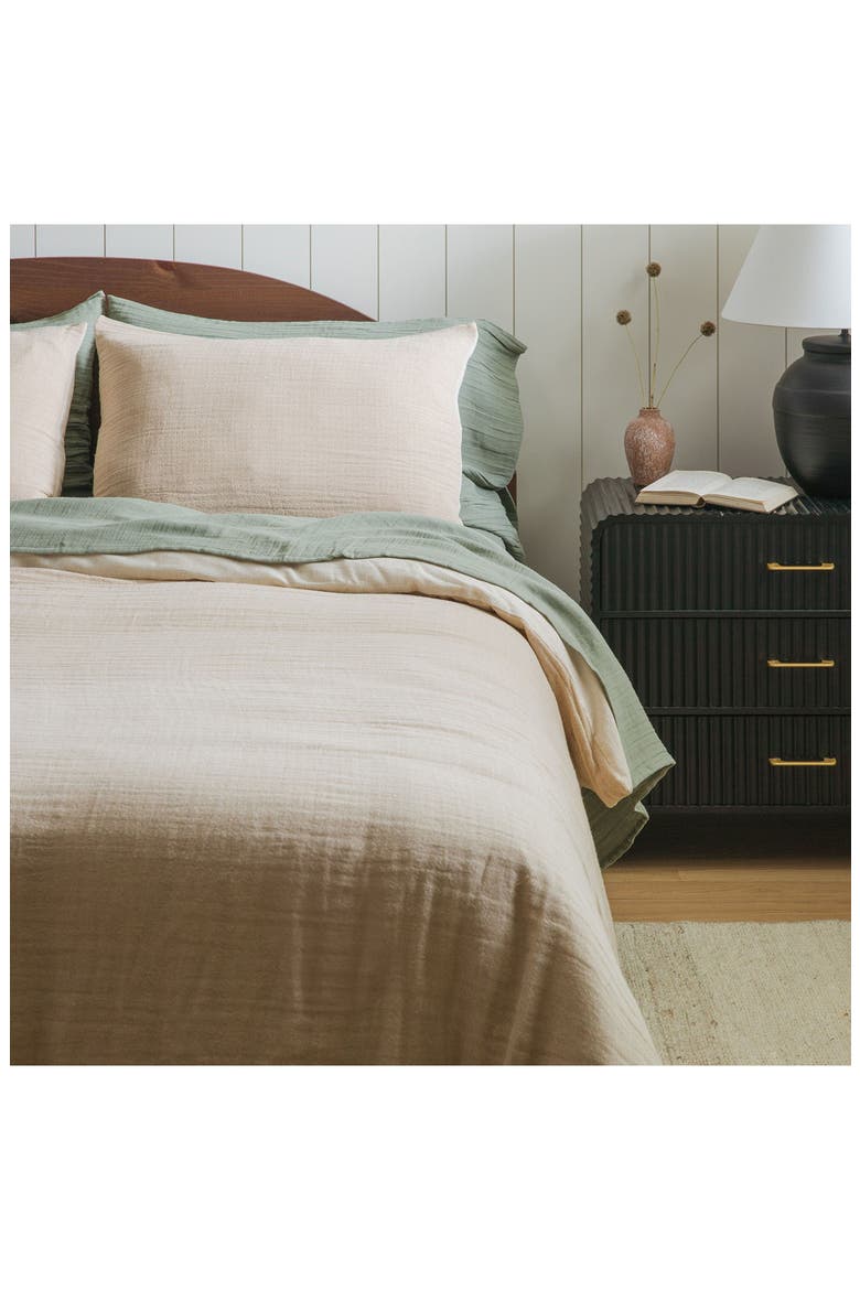 Zen Crinkled Cotton Gauze Fitted Sheet, Alternate, color, MATCHA