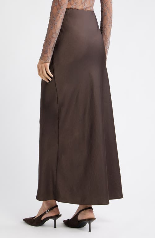 Open Edit Satin Midi Skirt In Brown