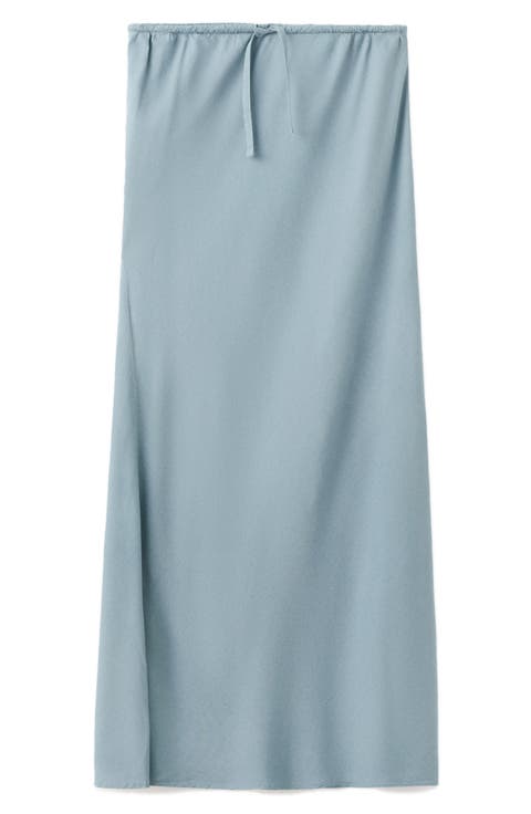 Linen Blend Straight Skirt