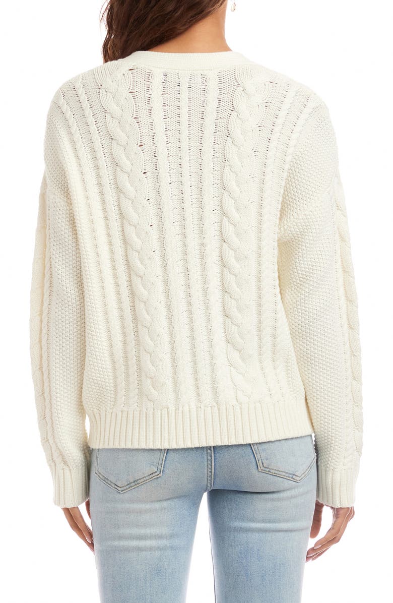 Karen Kane Cable Stitch Cardigan, Alternate, color, Cream
