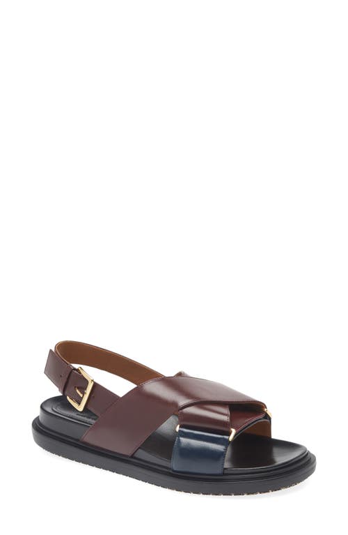 Marni Fussbett Two-tone Leather Slingback Sandals In Brown