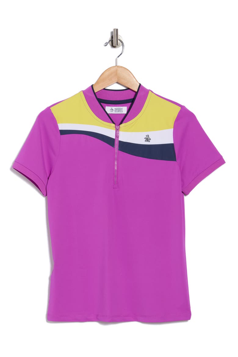 Colorblock Polo, Alternate, color, PURPLE CACTUS FLOWER
