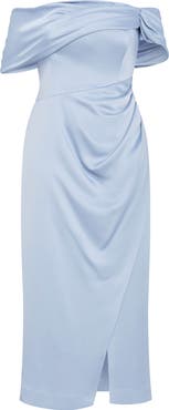 City Chic Paloma Off the Shoulder Satin Maxi Dress
