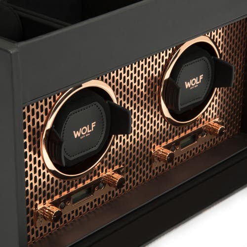 Wolf Axis Double Watch Winder With Storage In Copper