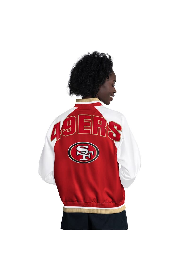 Women's Starter  Scarlet/White San Francisco 49ers Raglan Blitz Full-Snap Varsity Jacket, Alternate, color, Scarlet