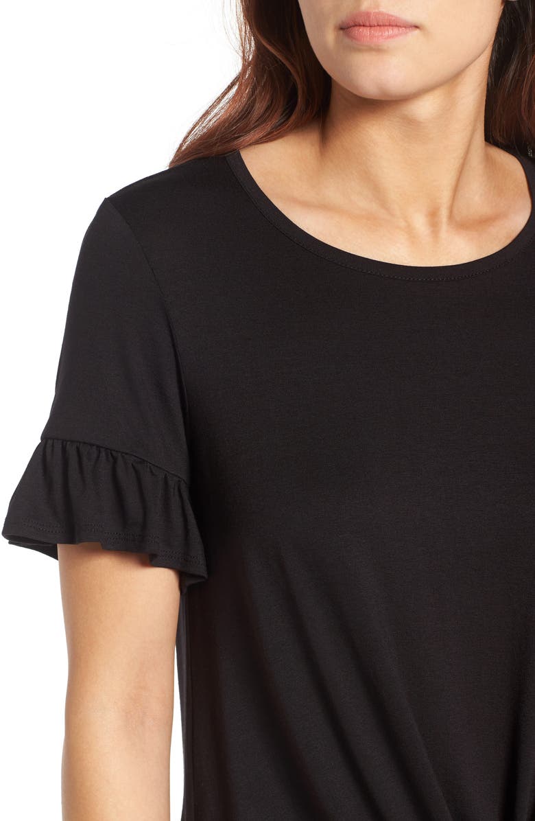 Bobeau Bell Sleeve Tie Front Top, Alternate, color, 