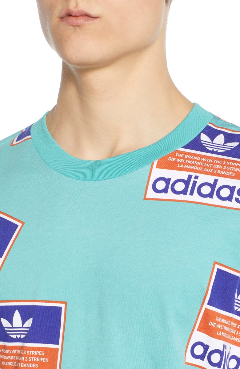 adidas Originals Stickerbomb Graphic T-Shirt, Alternate, color,