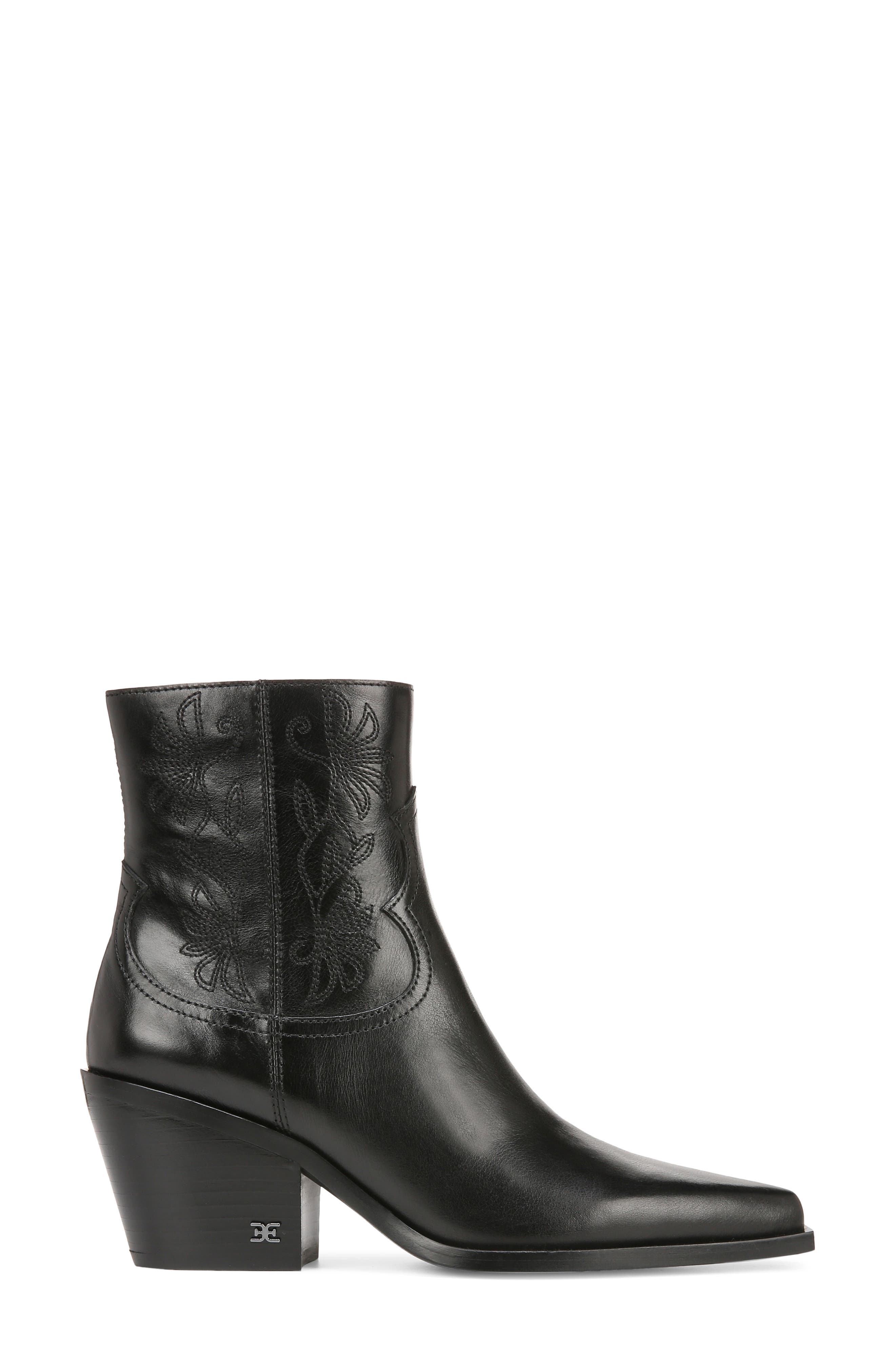 Wilda Pointed Toe Western Boot, Alternate, color, BLACK