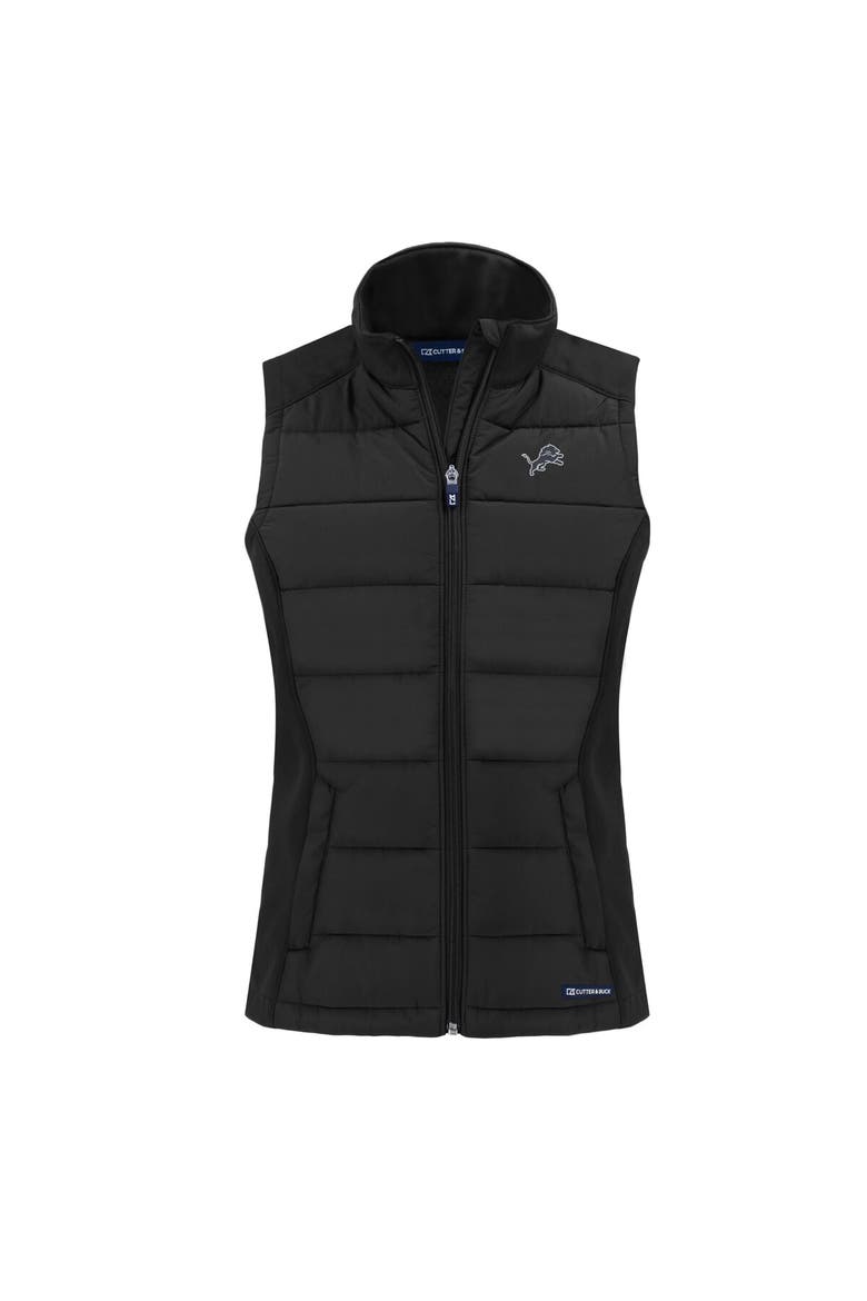 Women's Cutter & Buck Black Detroit Lions Evoke Hybrid Eco Softshell Recycled Full-Zip Vest, Alternate, color, Black