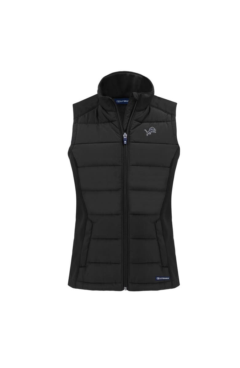 Cutter & Buck Women's Cutter & Buck Black Detroit Lions Evoke Hybrid Eco Softshell Recycled Full-Zip Vest, Alternate, color, Black