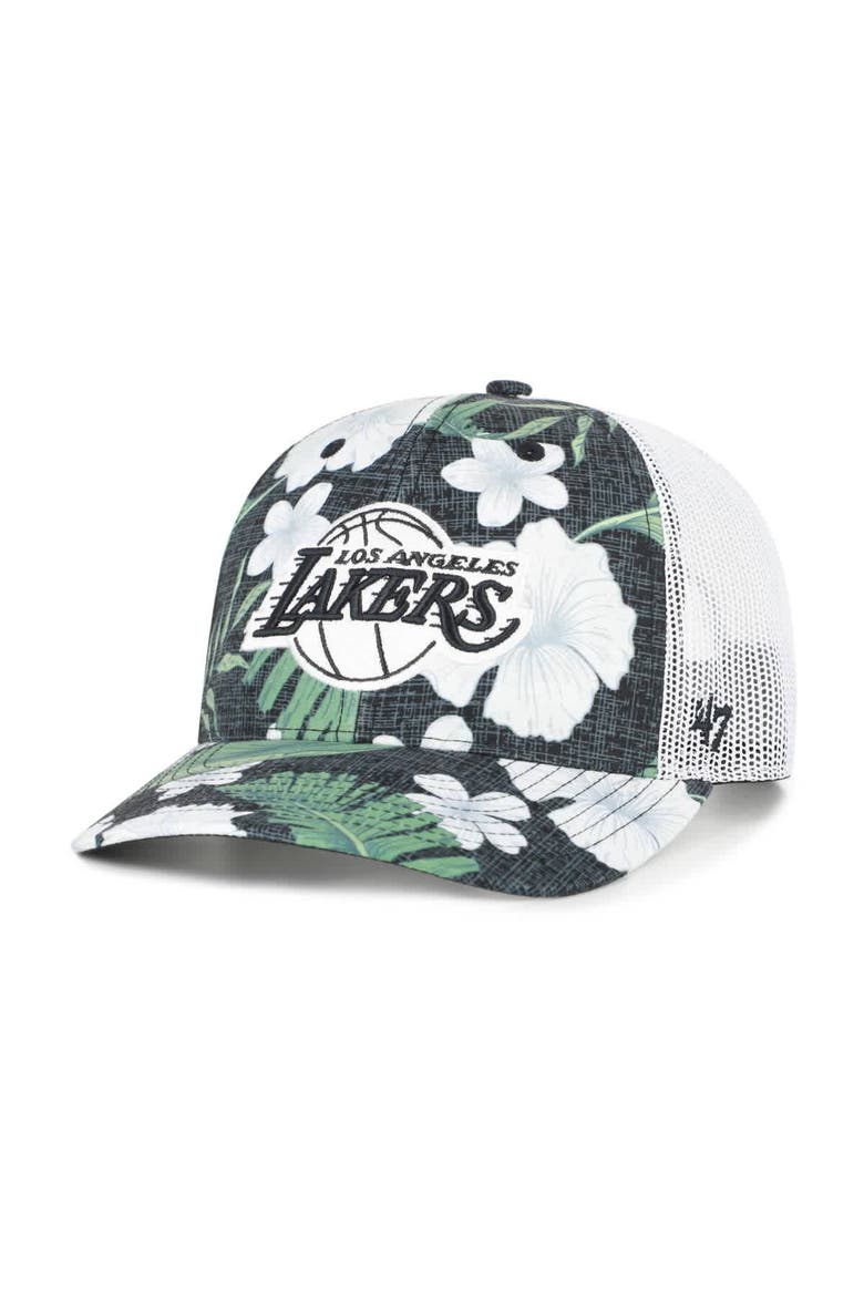 Men's '47  Black Los Angeles Lakers Beach Side Trucker Adjustable Hat, Main, color, Black