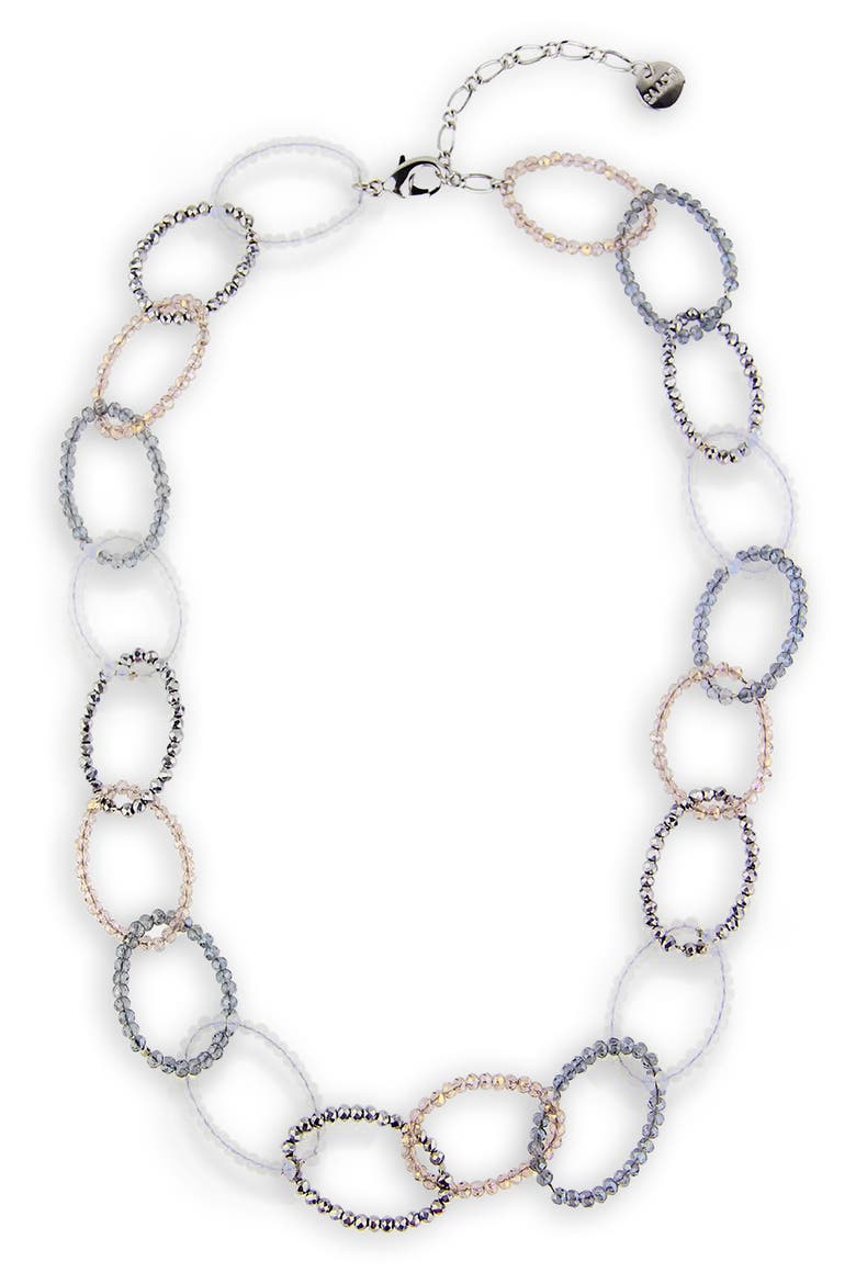 Sampark Beaded Oval Link Necklace, Main, color, GREY