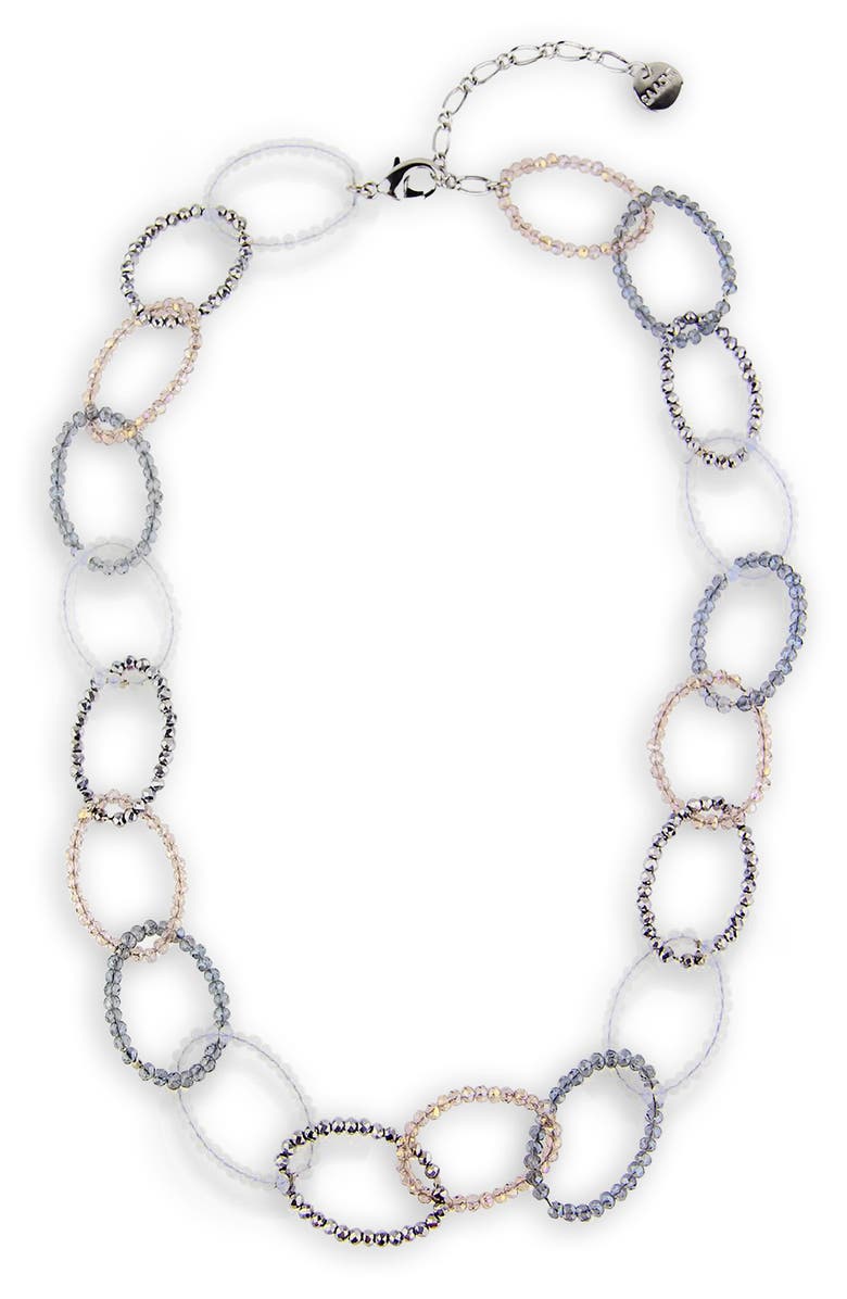 SAACHI Sampark Beaded Oval Link Necklace, Main, color, Grey