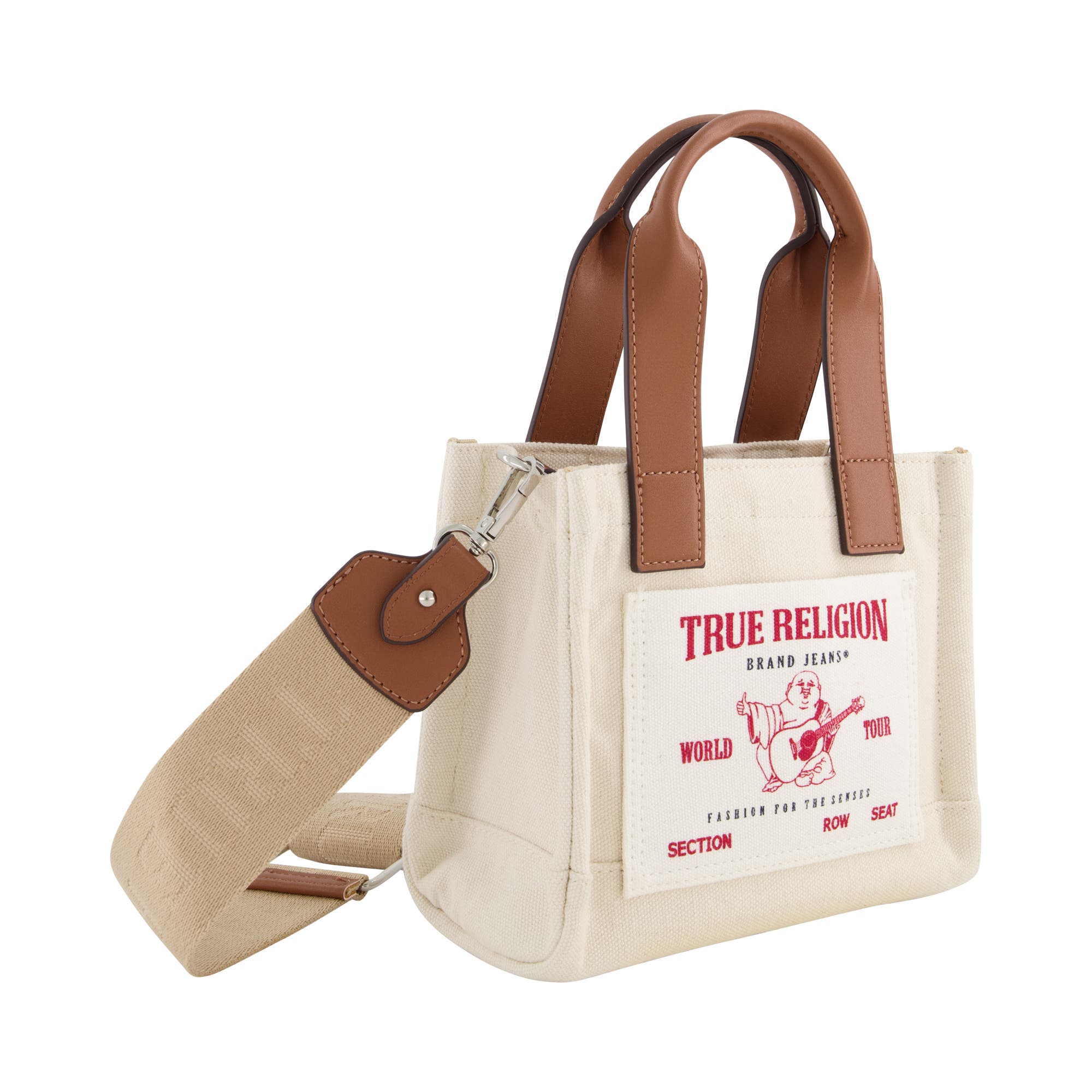 True Religion Mini Tote With Gold Hardware, Alternate, color, Natural