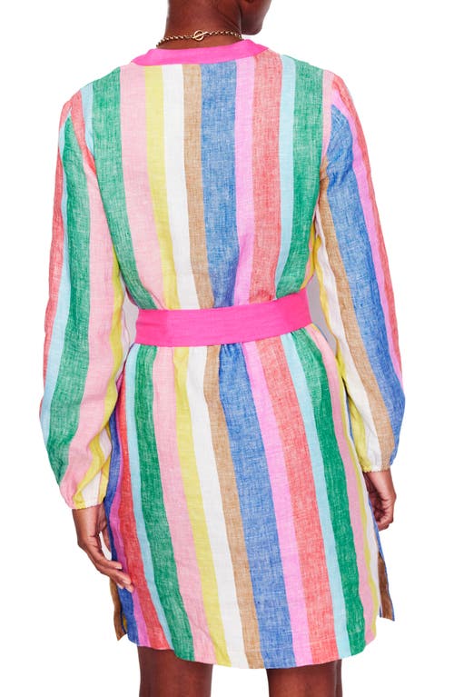 BODEN BODEN CLEO STRIPE LONG SLEEVE LINEN SHIFT