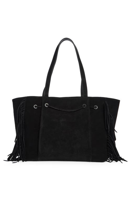 Sam Edelman Pryce East/west Drawstring Leather Tote Bag In Black