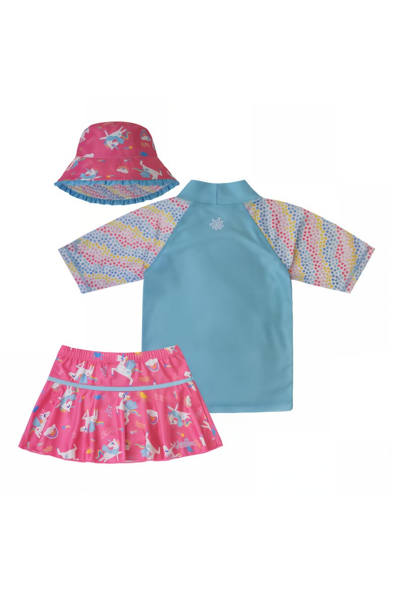 3PC Sun & Swim Set, Alternate, color, Blue Hearts Unicorn