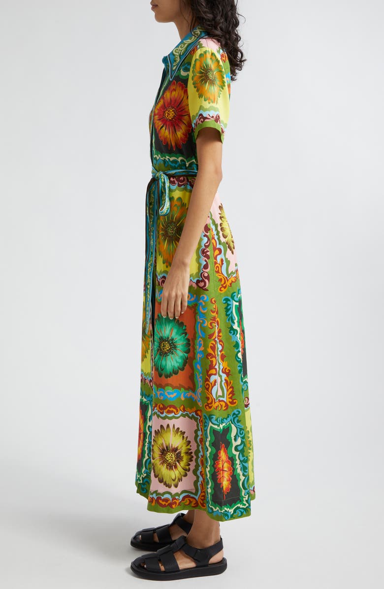 ALEMAIS Disco Daisy Tie Waist Shirtdress, Alternate, color, 